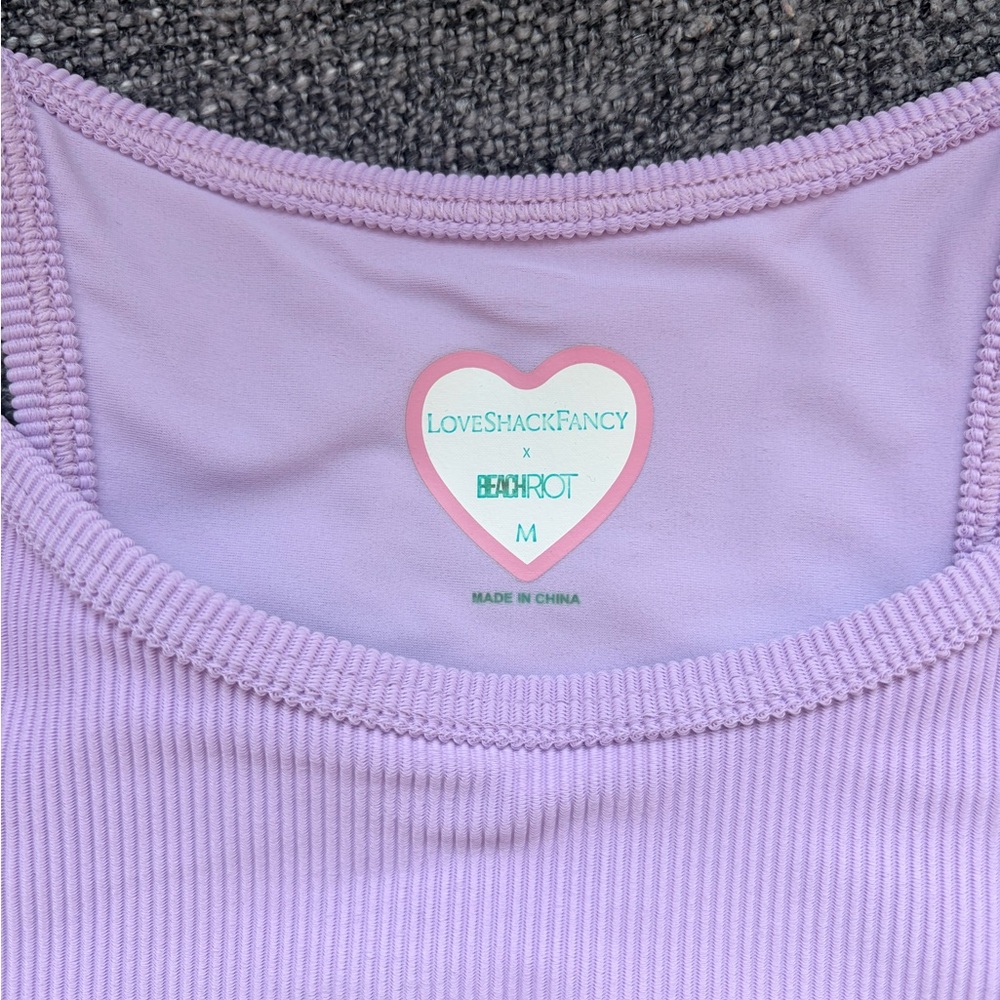 LoveShackFancy Lilac Ribbed Top - Picture 2 of 3
